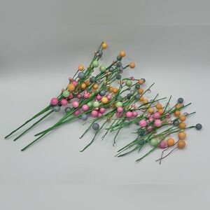 Artificial Easter Stems Spring Berry Picks Glitter Balls Lot of 39